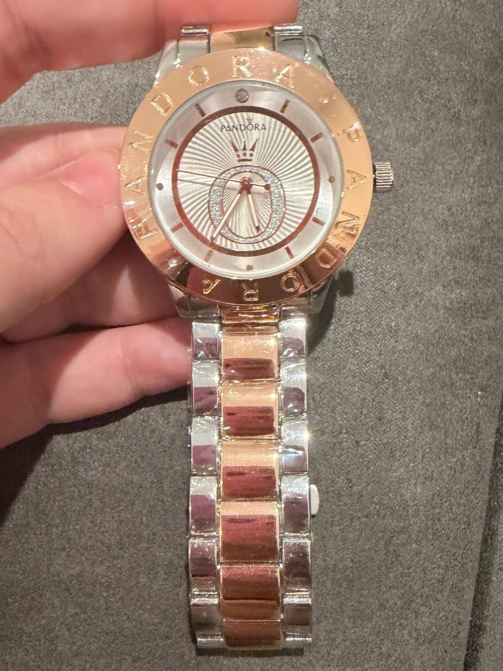 Pandora Two-Tone Rose Gold and Silver Men's Bracelet Watch